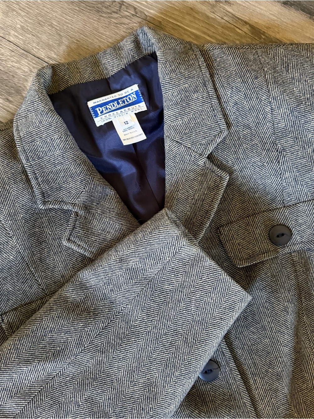 Pendleton Herringbone Women's Blazer with Navy Lining